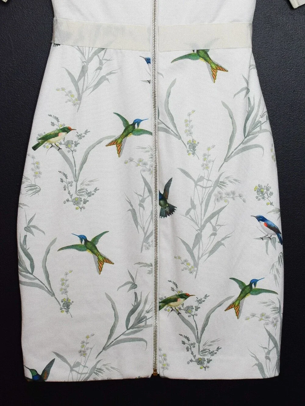 Ted Baker Kinnya Floral Bird Belted Bodycon Sheath Dress Knee Length Size 4 Glam - Picture 9 of 12